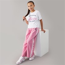Ellesse Junior Girls Mariella T-Shirt And Popper Track Pants Set Pink 814