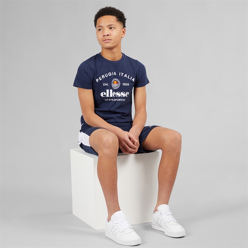 Ellesse Junior Boys Vincent T-Shirt And Shorts Three Pack Set Navy 429