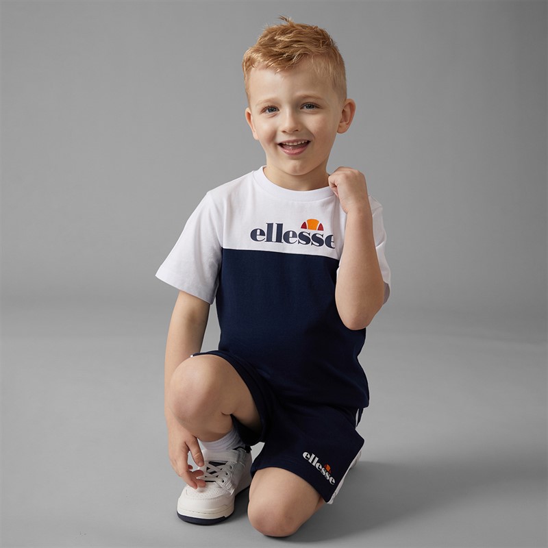 Ellesse Boys Vincent T-Shirt And Shorts Three Pack Set Navy 429