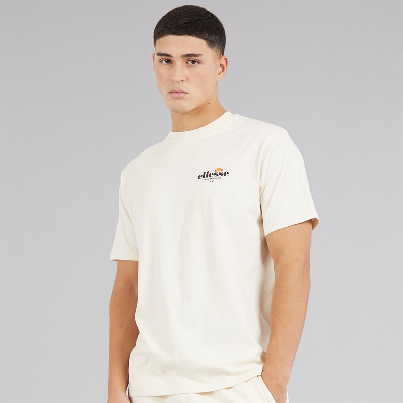 Ellesse Mens Lyon Relaxed Fit Back Logo T-Shirt Off White