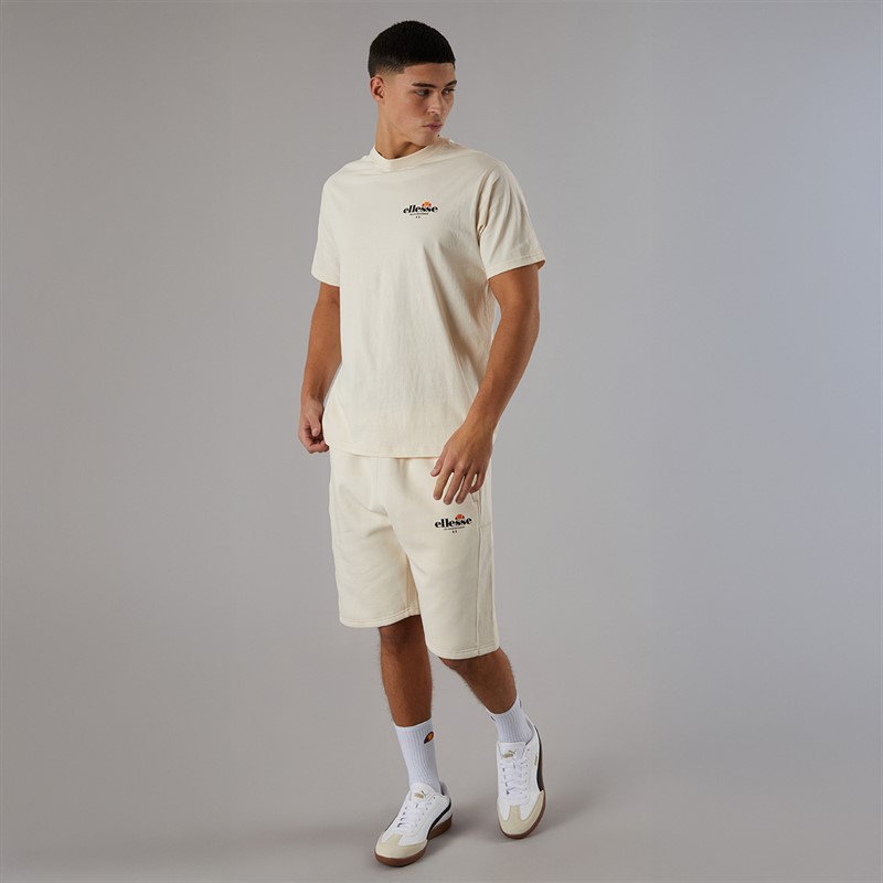 Ellesse Mens Lyon Relaxed Fit Back Logo T-Shirt Off White