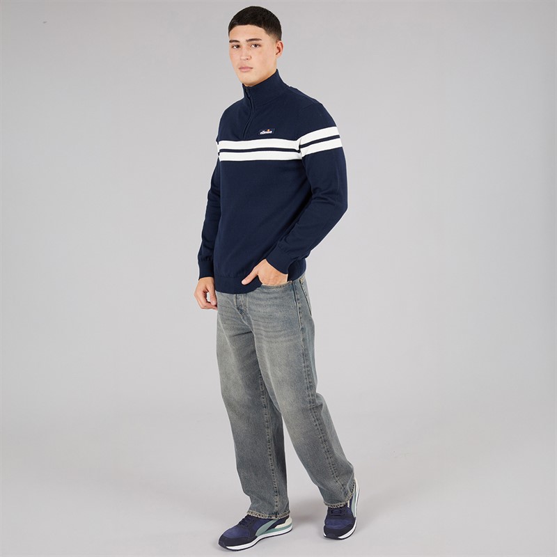 Ellesse Mens Dison 1/2 Zip Knitted Jumper Navy