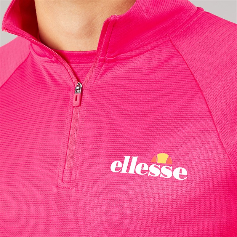 Ellesse Herren Brandon 1/4 Zip Lauf Oberteil Hot Pink