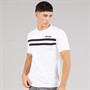 Ellesse Herren Squalius Retro Streifen T Shirt Weiß