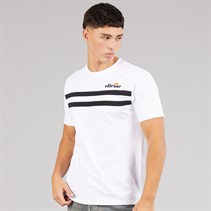 Ellesse Herren Squalius Retro Streifen T Shirt Weiß