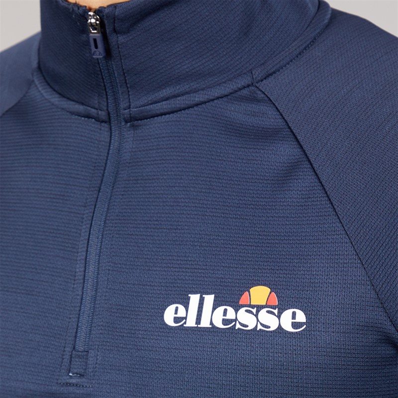 Ellesse Herren Brandon 1/4 Zip Lauf Oberteil Navy