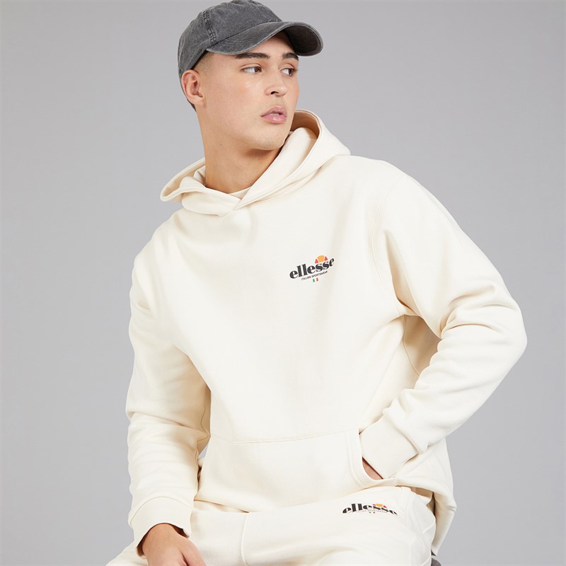 Ellesse Mens Recke Relaxed Fit Hoodie Off White