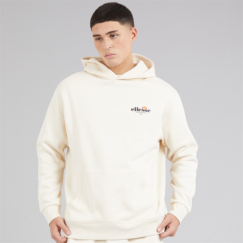 Ellesse Mens Recke Relaxed Fit Hoodie Off White
