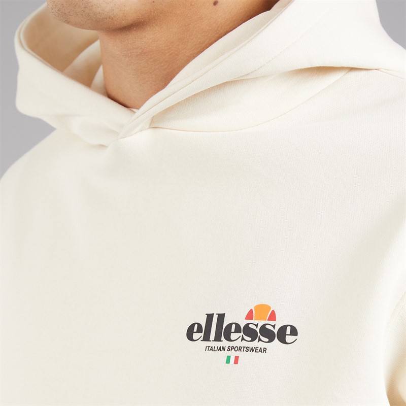 Ellesse Mens Recke Relaxed Fit Hoodie Off White