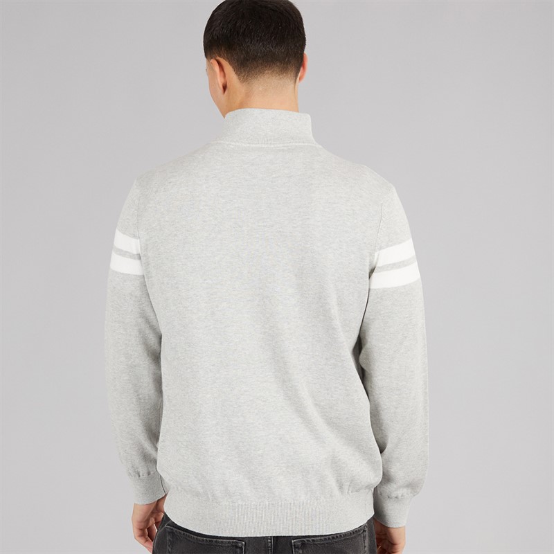 Ellesse Mens Dison 1/2 Zip Knitted Jumper Light Grey Marl