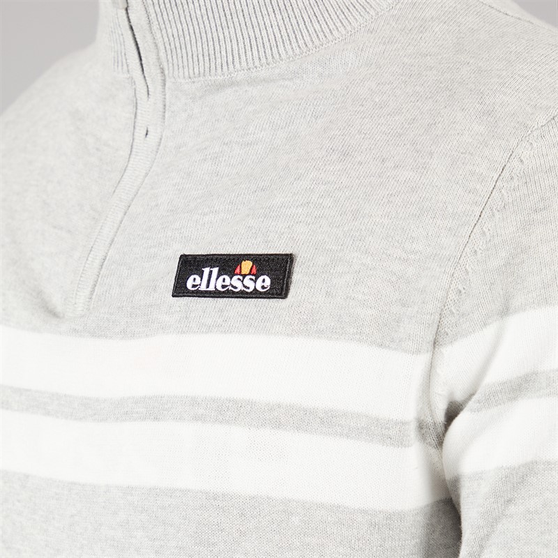 Ellesse Mens Dison 1/2 Zip Knitted Jumper Light Grey Marl
