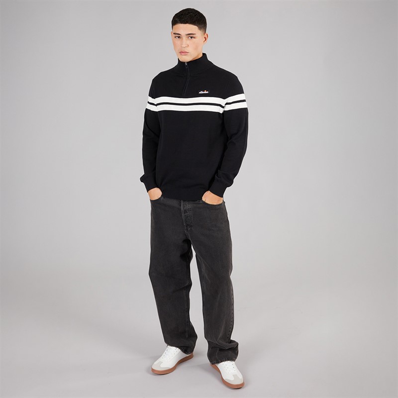Ellesse Mens Dison 1/2 Zip Knitted Jumper Black