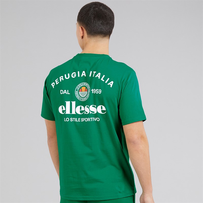 Ellesse Mens Lyon Relaxed Fit Back Logo T-Shirt Green
