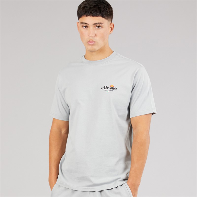 Ellesse Mens Lyon Relaxed-Fit Back Logo T-Shirt Grey