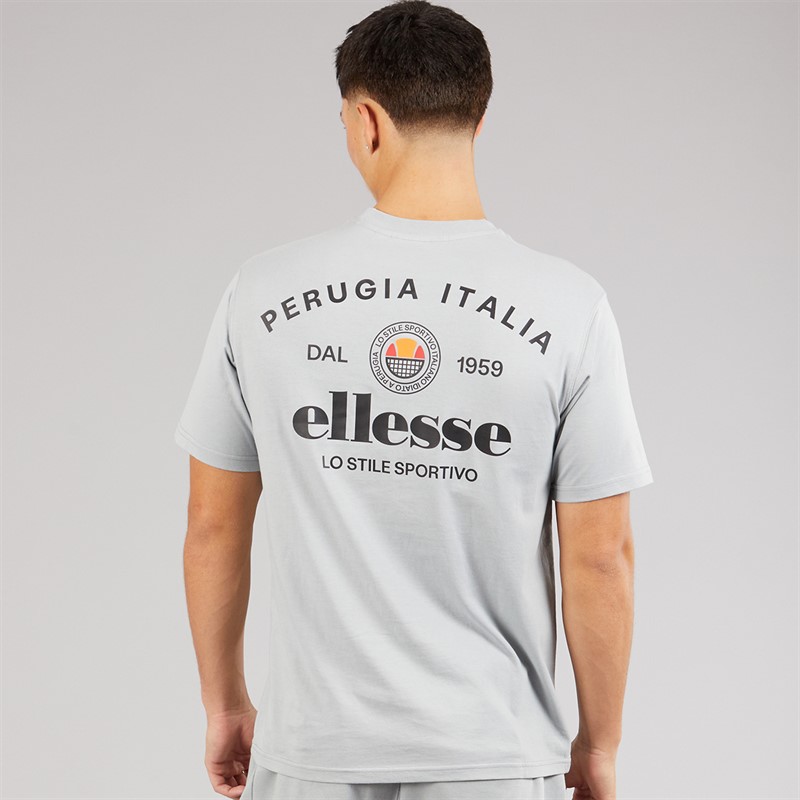 Ellesse Mens Lyon Relaxed-Fit Back Logo T-Shirt Grey