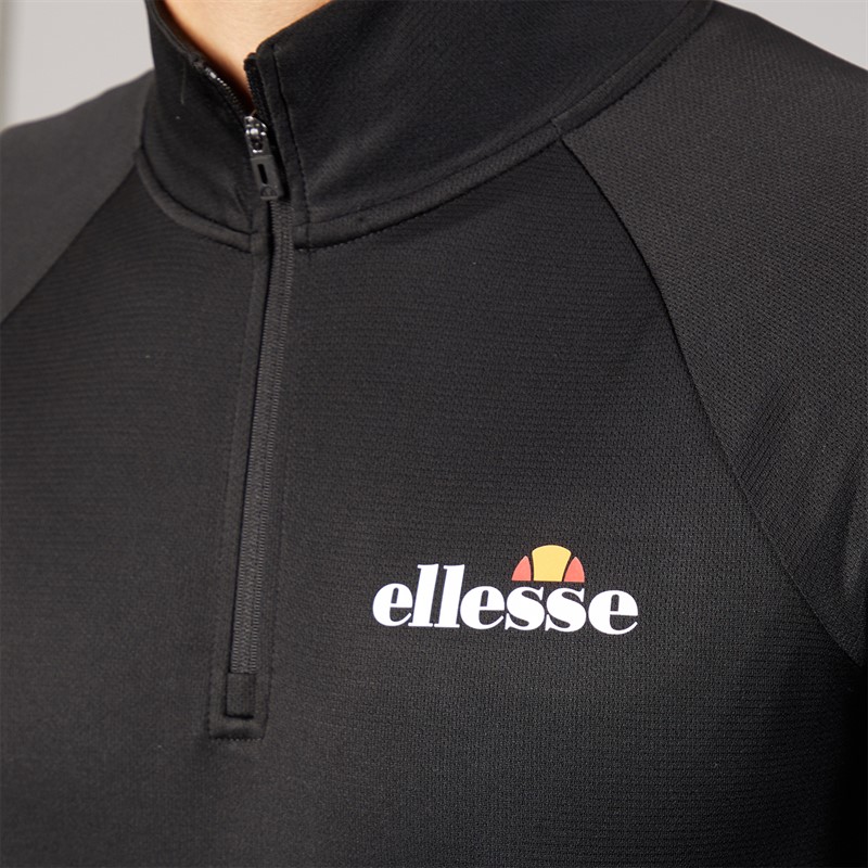 Ellesse Herren Brandon 1/4 Zip Lauf Oberteil Schwarz