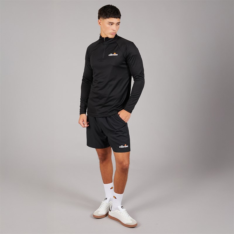 Ellesse Herren Brandon 1/4 Zip Lauf Oberteil Schwarz