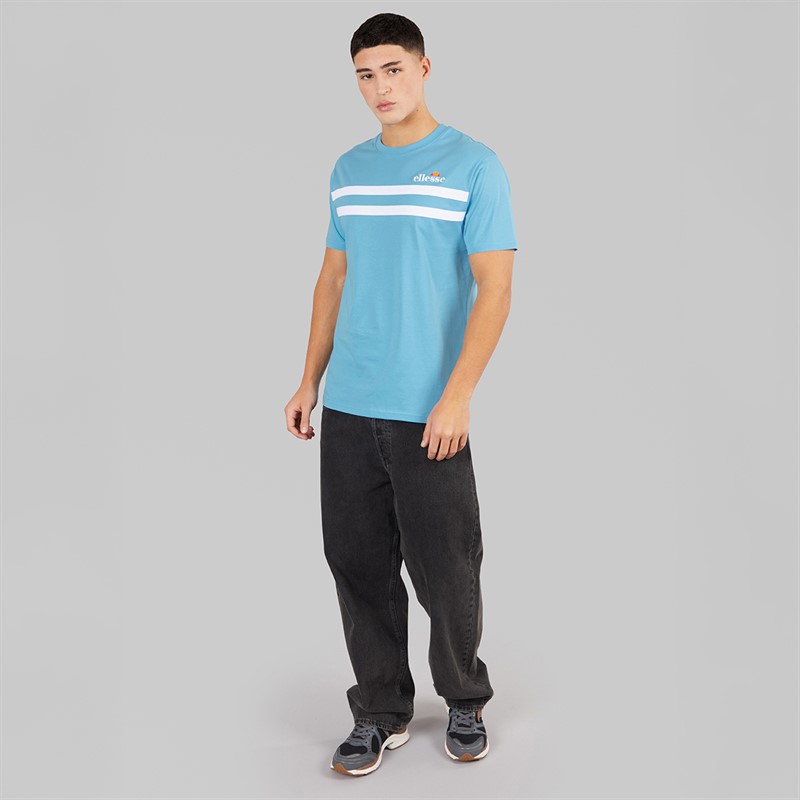 Ellesse Mens Squalius Retro Stripe T-Shirt Blue