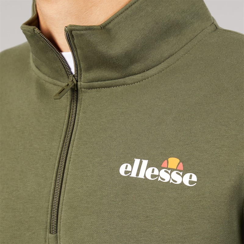 Ellesse Mens Benevento 1/4 Zip Sweatshirt Khaki