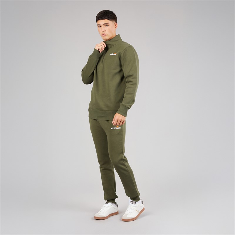 Ellesse Mens Benevento 1/4 Zip Sweatshirt Khaki