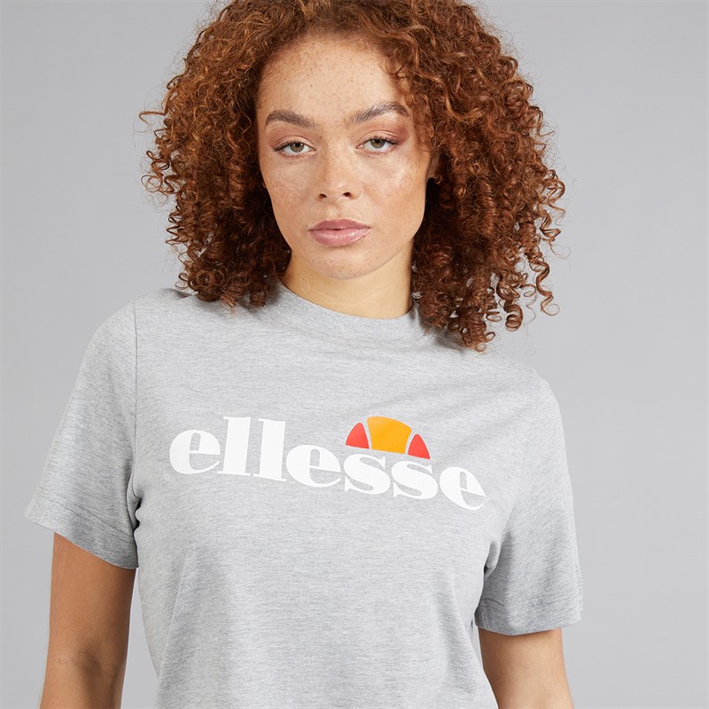 Ellesse Damen Stauf Logo T Shirt Light Grey Marl