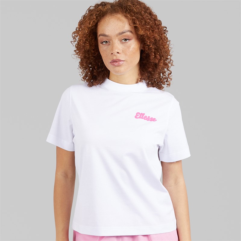 Ellesse Damen Ivana T Shirt Weiß/Bright Pink