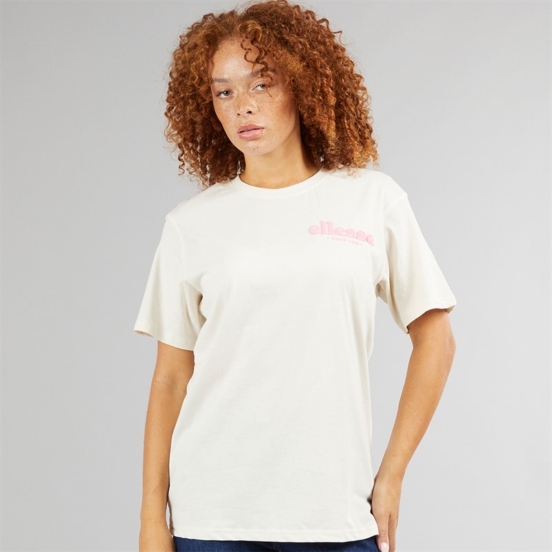 Ellesse Womens Campofelice Graphic T-Shirt Off White/Pink