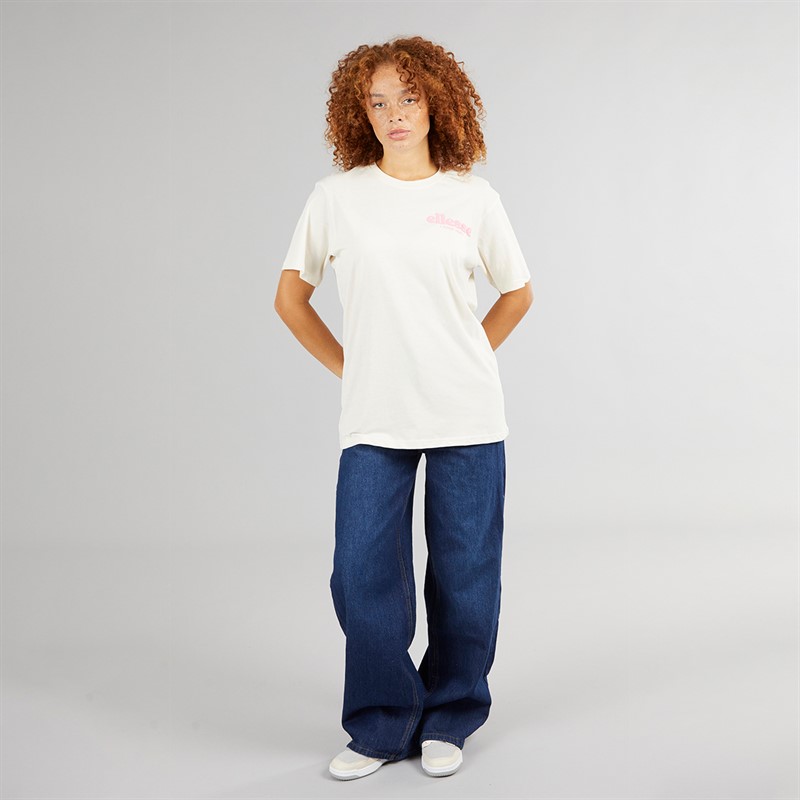 Ellesse Womens Campofelice Graphic T-Shirt Off White/Pink