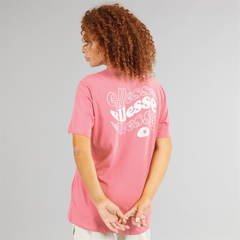 Ellesse Womens Campofelice Graphic T-Shirt Pink/White
