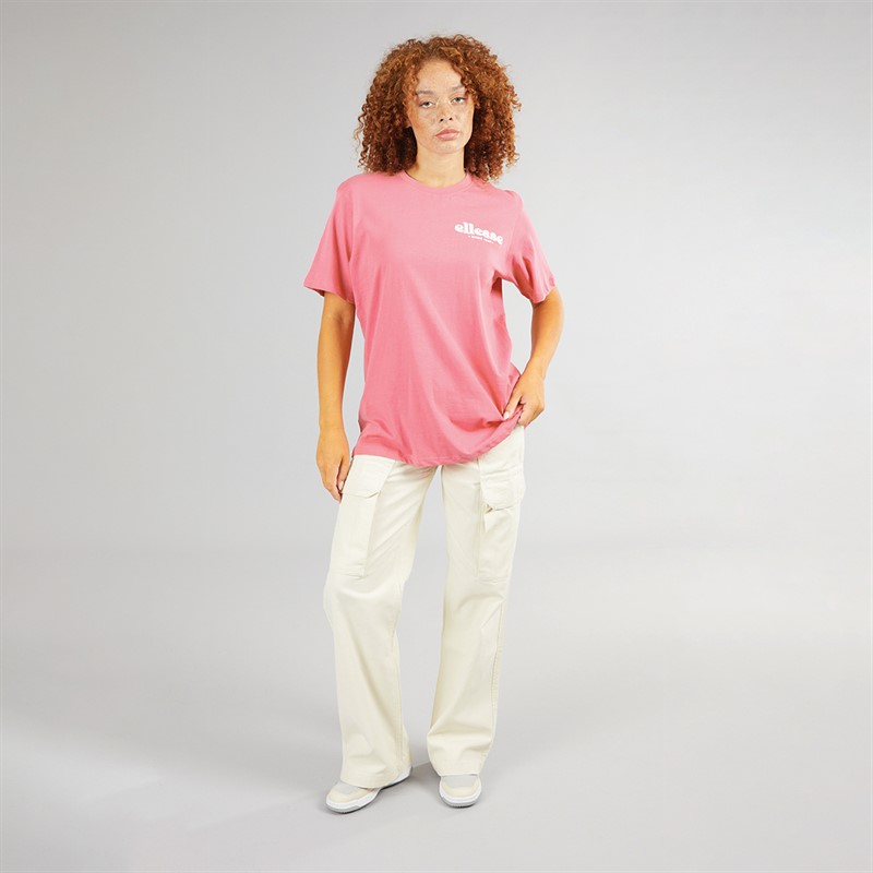 Ellesse Womens Campofelice Graphic T-Shirt Pink/White