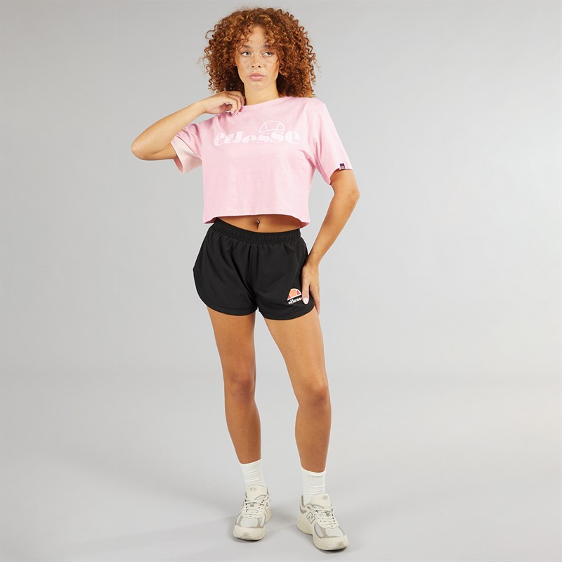 Ellesse Womens Silo Cropped Logo T-Shirt Light Pink