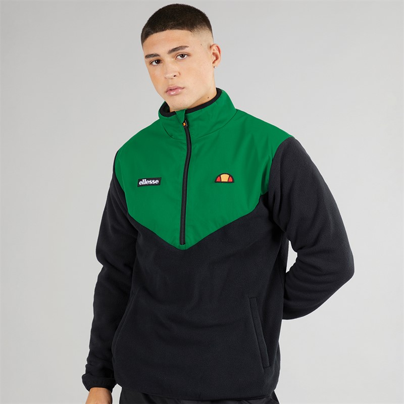 Ellesse Mens Rebberto 1/2 Zip Fleece Black/Green