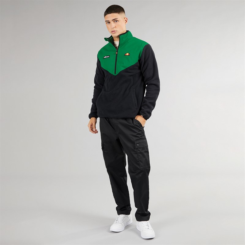 Ellesse Mens Rebberto 1/2 Zip Fleece Black/Green