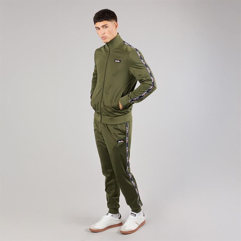 Ellesse Mens Barelo Taped Poly Tracksuit Khaki