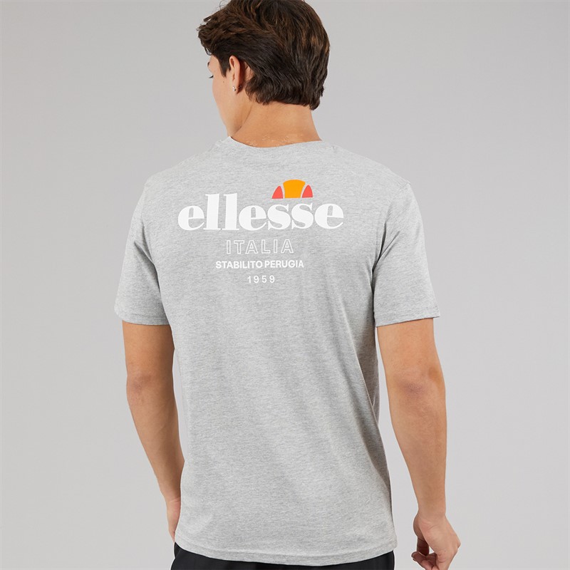 Ellesse Mens Ostea Back Graphic T-Shirt Light Grey