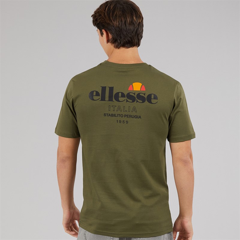 Ellesse Mens Ostea Back Graphic T-Shirt Khaki