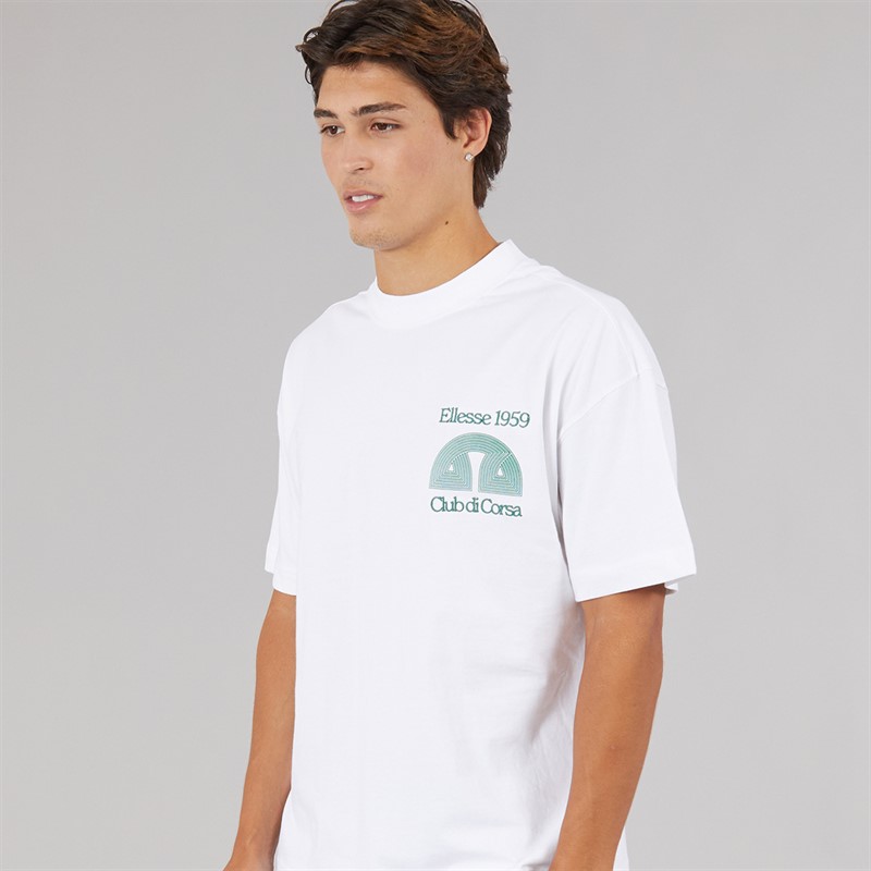 Ellesse Mens Club Di Corsa Back Graphic T-Shirt White
