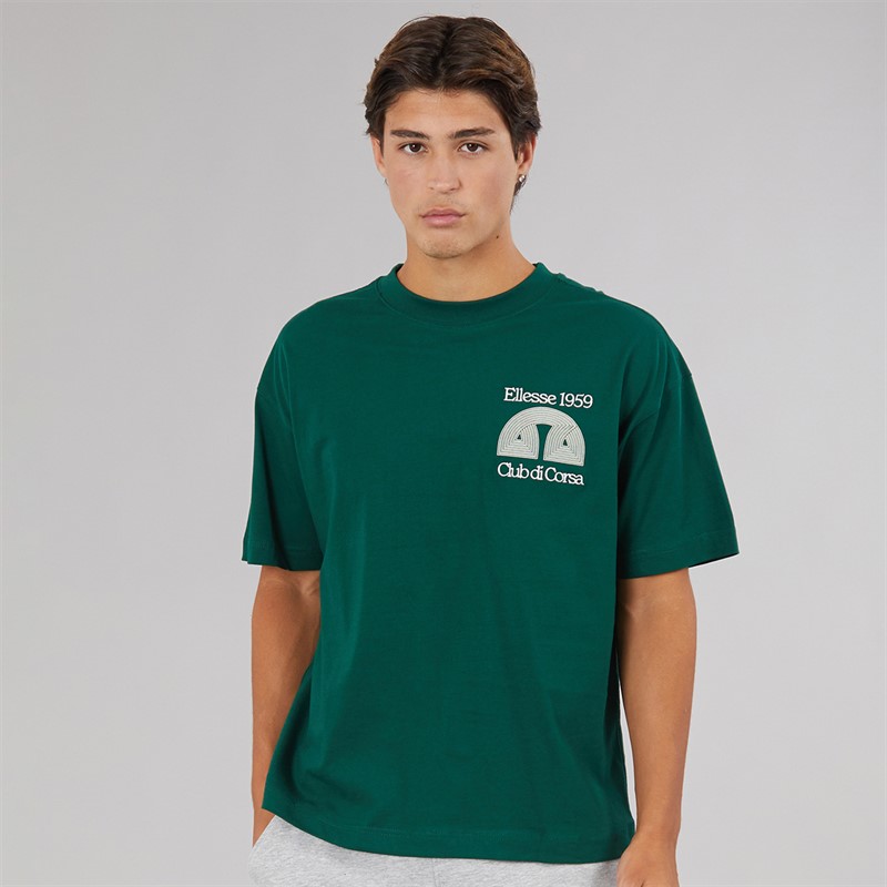 Ellesse Mens Club Di Corsa Back Graphic T-Shirt Dark Green