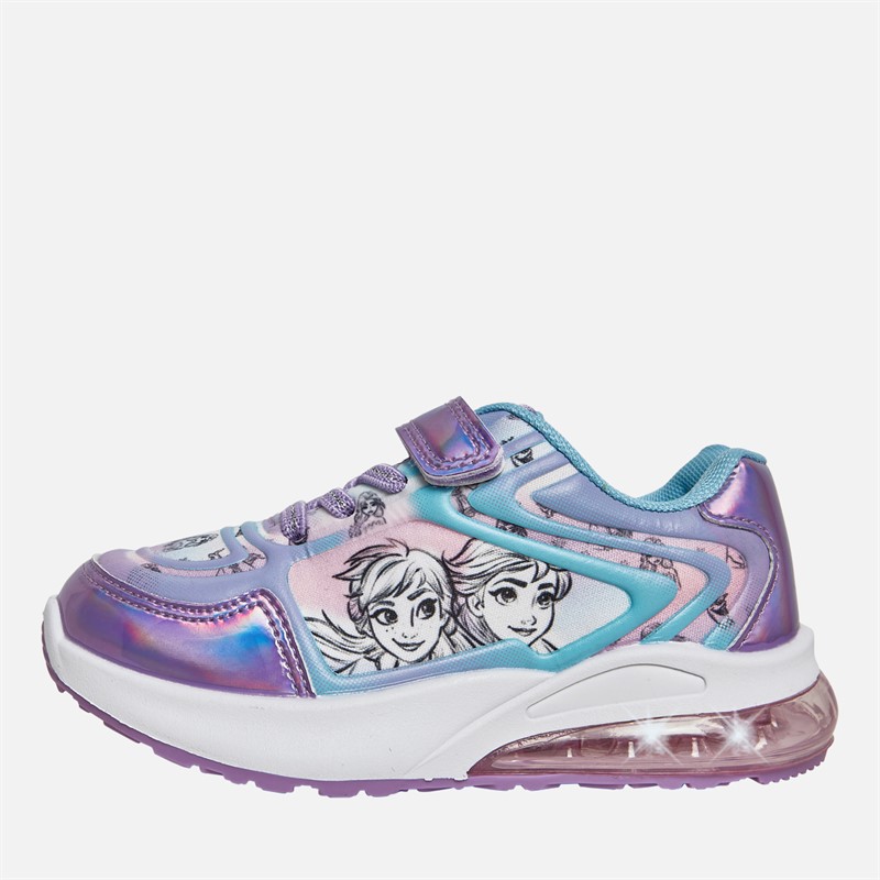 FROZEN Girls Emboss Light Up Trainers Metallic Purple