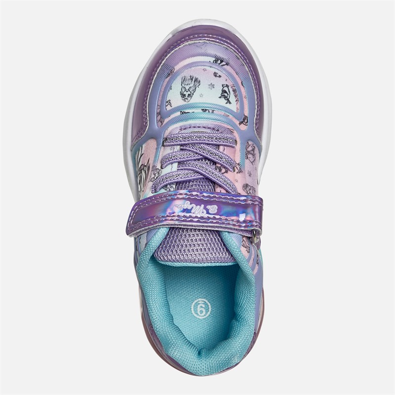 FROZEN Girls Emboss Light Up Trainers Metallic Purple
