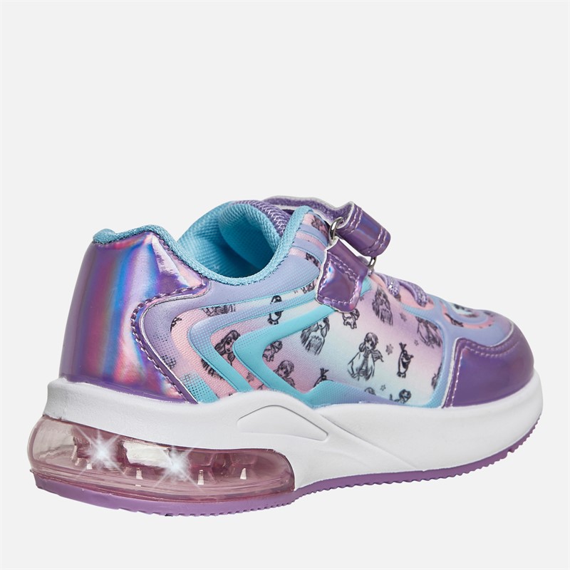 FROZEN Girls Emboss Light Up Trainers Metallic Purple