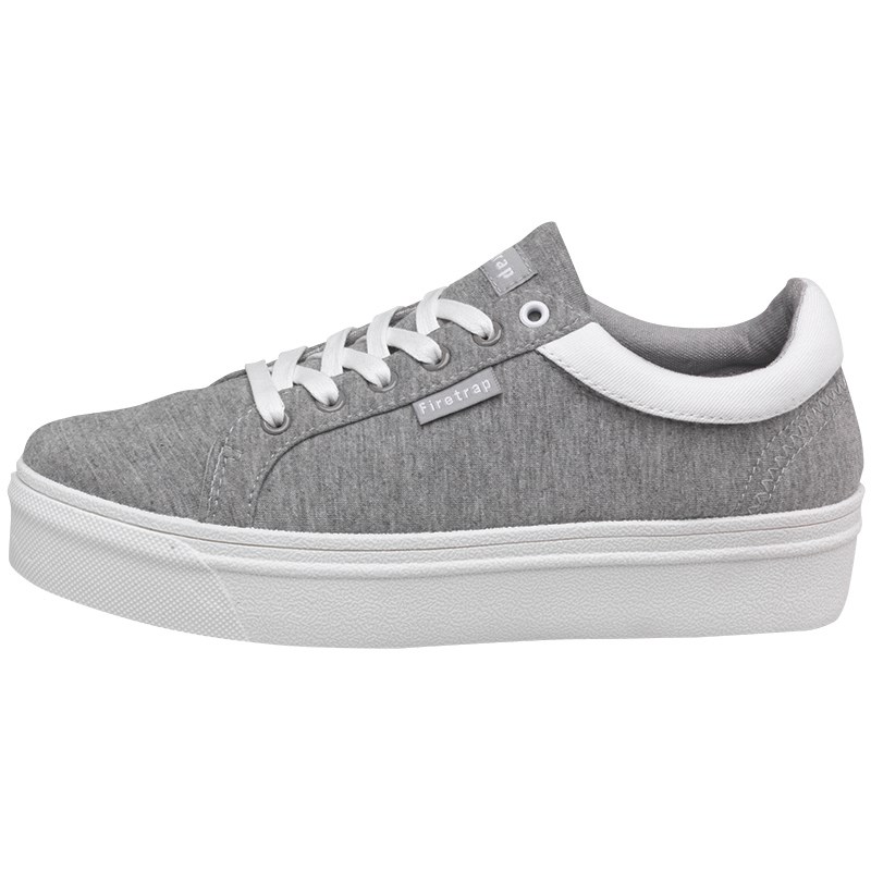 Firetrap Womens Finch Flatform Canvas Shoes Grey Jersey