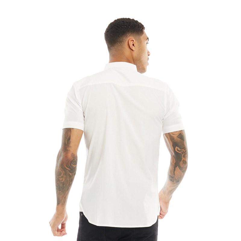 muscle fit short sleeve shirt white