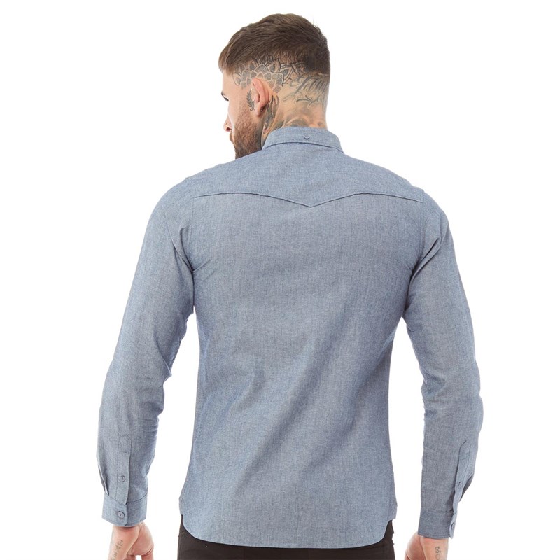 Buy Firetrap Mens Valentine Long Sleeve Shirt Light Blue