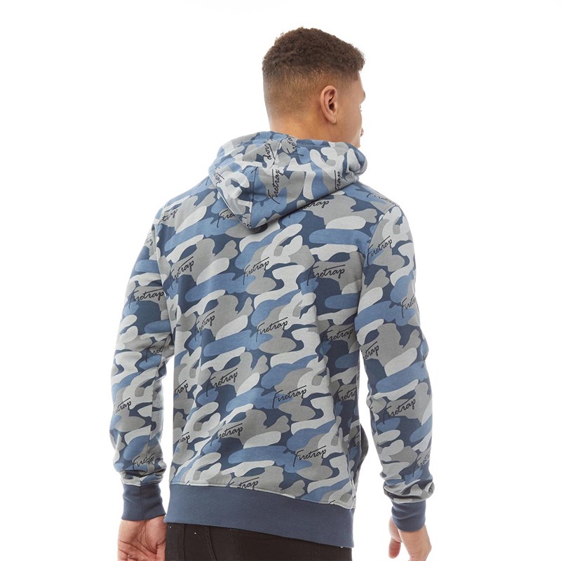 Firetrap Heren Raze OTH Hoodie Blauw