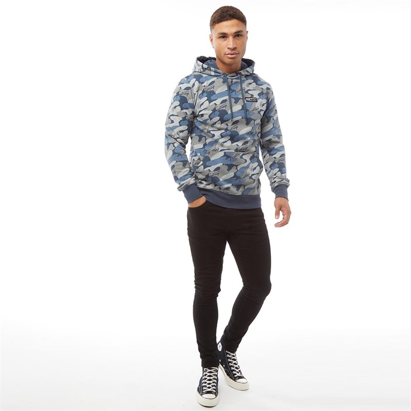 Firetrap Heren Raze OTH Hoodie Blauw