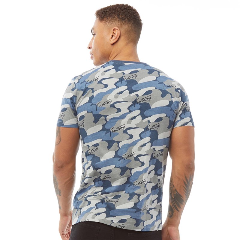 Firetrap Tee-Shirt Blitz Homme Bleu Camouflage