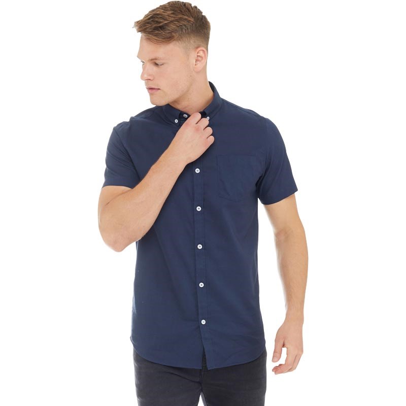 Buy Fluid Mens Short Sleeve Cotton Oxford Shirt Navy
