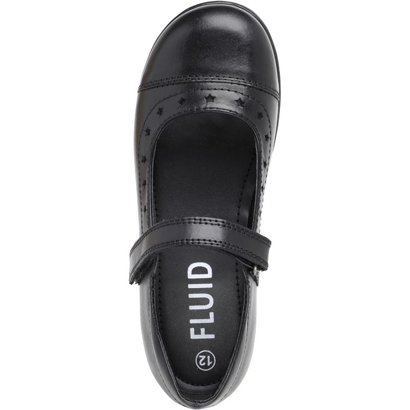 Buy Fluid Junior Girls Leather Velcro Strap Shoes Black