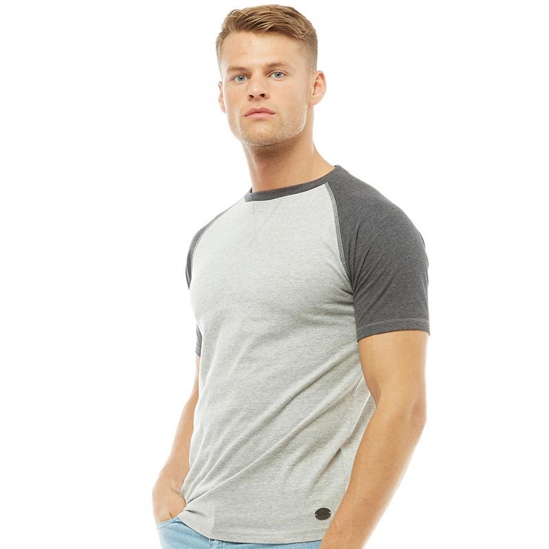 Download Buy Fluid Mens Raglan Sleeve T-Shirt Grey Marl/Charcoal Marl